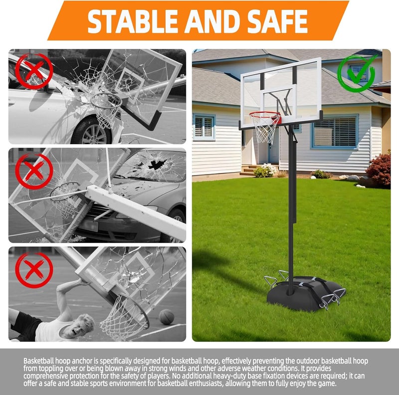 stufool 2 Set Basketball Goal Anchor, Basketball Hoop Anchor for Secure and Durable Court Setup, with Adjustable Straps for Basketball Mounting Trampoline Swing Tent - Image 4
